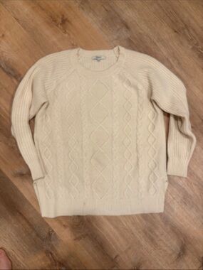Madewell Cream Cable-Knit Crewneck Sweater
